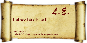 Lebovics Etel névjegykártya